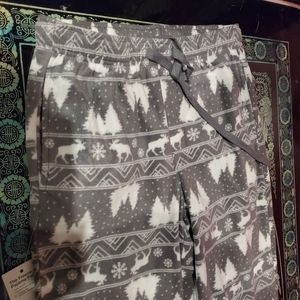 SONOMA Grey Moose Print Fleece Pajama Bottoms